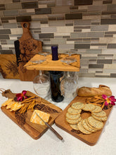 Load image into Gallery viewer, Cheeseboard or Platter with Tropical Themed Wood Burned Art