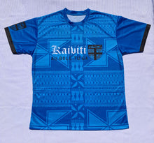 Load image into Gallery viewer, Fiji Rugby Fan T-Shirt Blue - Au Bole Tu Ga