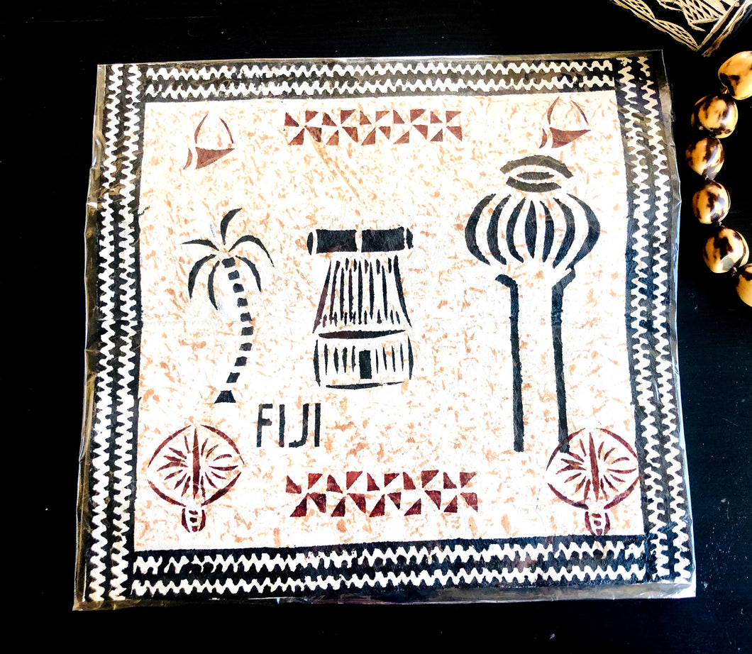 Fijian Tapa Wall Decoration-Bure/War Club