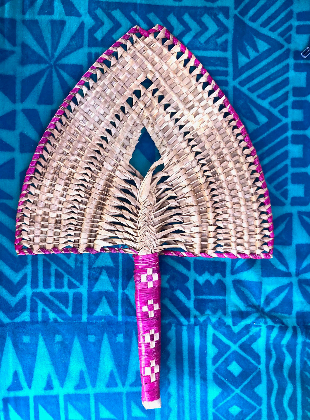 Coconut Frond Hand Held Fan-Purple