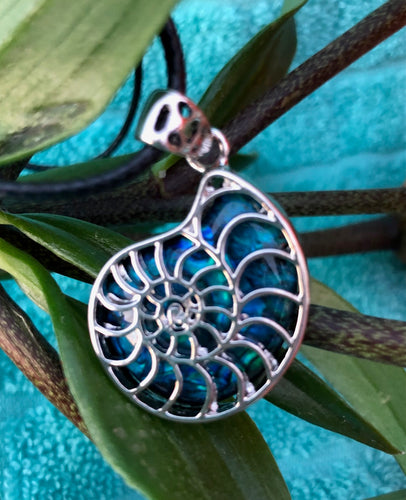 nautilus shell pendant, island inspired, ocean themed