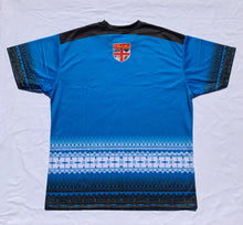 Load image into Gallery viewer, Fiji Rugby Fan T-Shirt - Blue With Red Fiji Flag
