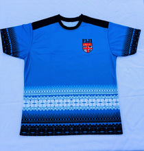 Load image into Gallery viewer, Fiji Rugby Fan T-Shirt - Blue With Red Fiji Flag
