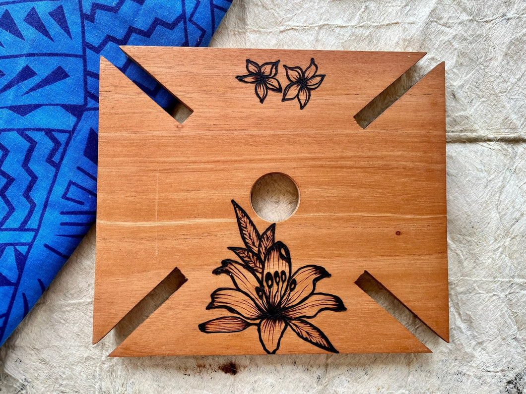 Wine Glass Caddy in Wood Burned Design